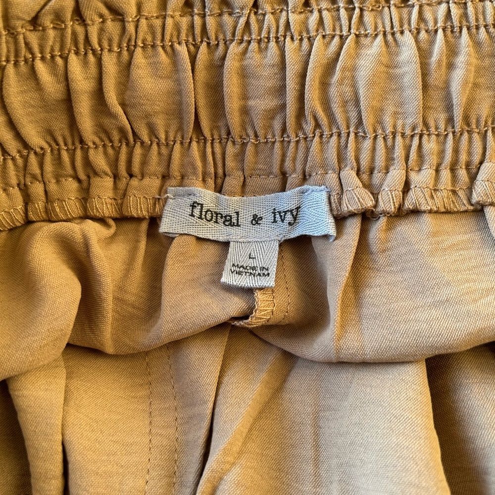Unbranded Tan Jogger Pants Elastic Paperbag Waist Boho Casual Workwear 37x25 - Picture 9 of 12